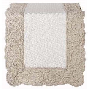 Blanc Mariclo’ runner / striscia centrotavola boutis in stile provenzale serie Bergamotto